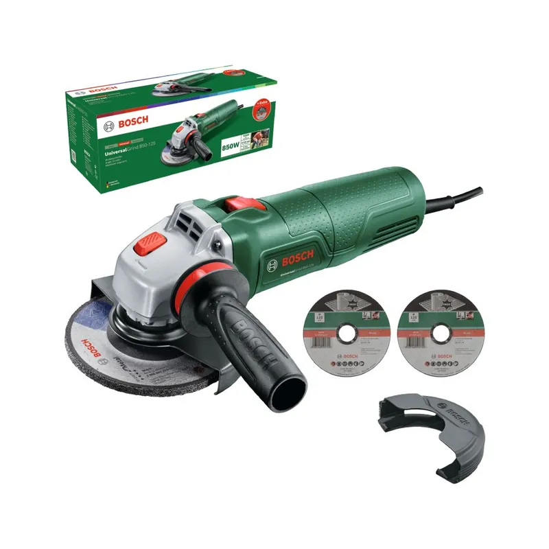 Bosch Vert 06033E2101 UniversalGrind 850-125 Set de meuleuses d‘angle 125mm
