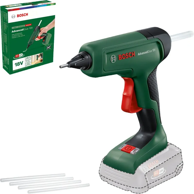 Bosch Vert 0603264800 Pistolet à colle à batterie AdvancedGlue 18V sans batteries ni chargeur dans la boîte