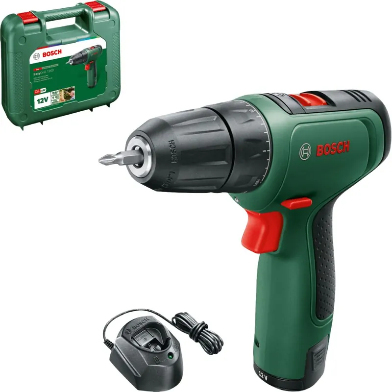 Bosch Vert 06039D3006 EasyDrill 1200 Perceuse sans fil 1x 1.5 Ah et chargeur en mallette