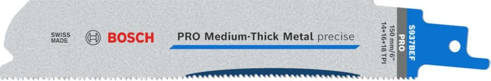 Bosch Bleu Accessoires 2608658992 PRO Medium-Thick Metal precise S937BEF lame de scie alternative 1.1 x 25 x 150 mm, 25 pièces