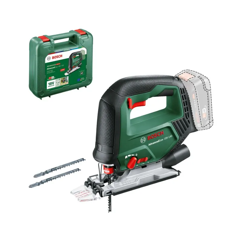 Bosch Vert 0603013002 Scie sauteuse sans fil AdvancedSaw 18V-140 excl. batteries et chargeur en mallette