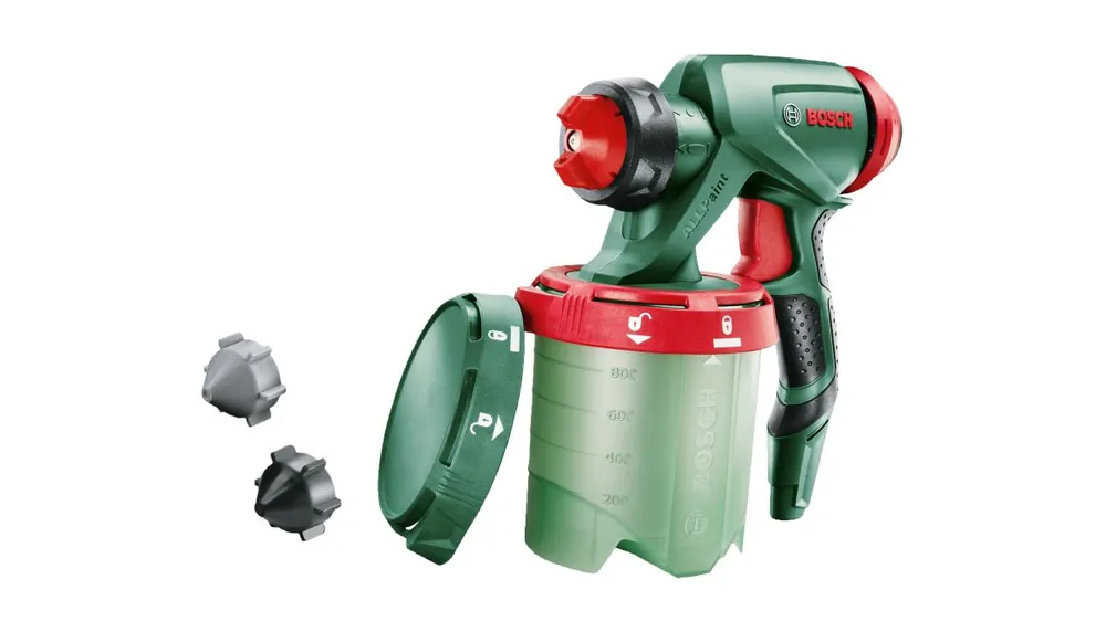 Bosch Vert 1600A008W8 PFS AC Pistolet PSF Poignée pistolet, réservoir, couvercle, trois buses de pulvérisation fine