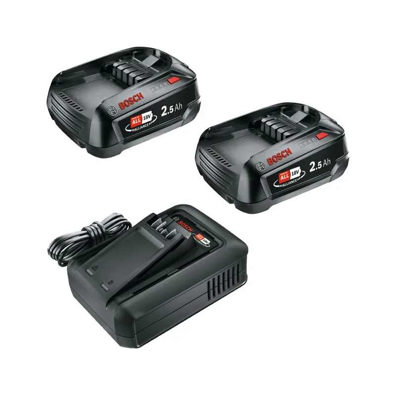 Bosch Vert Accessoires 1600A031T5 Kit de démarrage 18V 2 x 18V 2.5Ah + AL18V-44