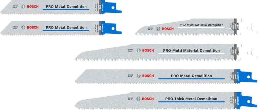 Bosch Bleu Accessoires 2607011820 PRO Jeu de lames de scie de démolition 6 pièces sous blister avec boîte de rangement