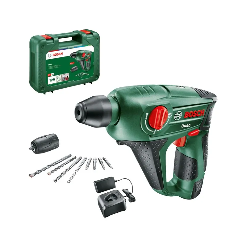 Bosch Vert 060398400D Uneo Marteau sans fil 1x 2.0 Ah et chargeur en mallette