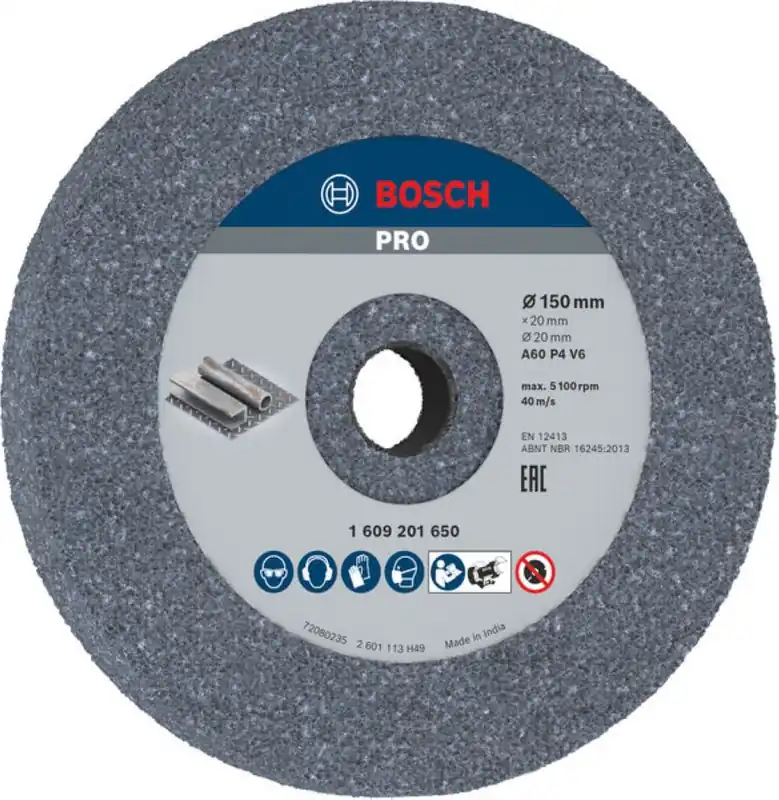 Bosch Bleu Accessoires 1609201650 PRO Meule en acier, 150x20x20 mm, G60