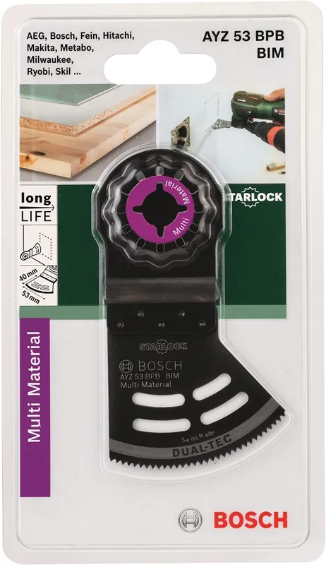 Bosch Bleu Accessoires 2609256F07 Starlock AYZ 53 BPB Lame de scie à denture BIM Dualcut