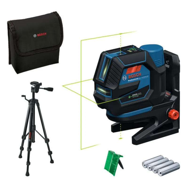Bosch Bleu 0601066S01 GCL 12V-50-22 CG set Line and spot laser excl. batteries et chargeur en boîte avec trépied