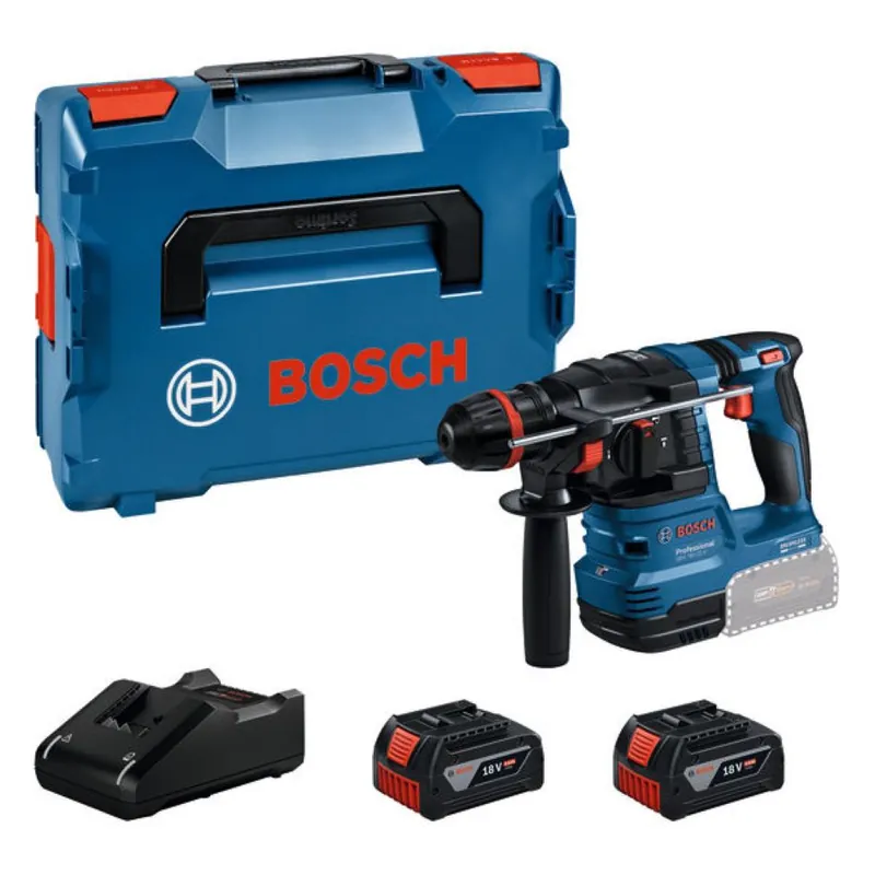 Bosch Bleu 0611924101 GBH 18V-22 X Marteau sans fil 2x 4.0 Ah et chargeur GAL 18V-40 en L-BOXX