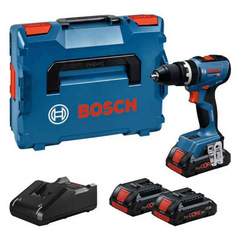 Bosch Bleu 06019N3308 GSB 18V-65 Perceuse à percussion sans fil 3x 3.0 Ah ProCORE batterie et chargeur en L-BOXX