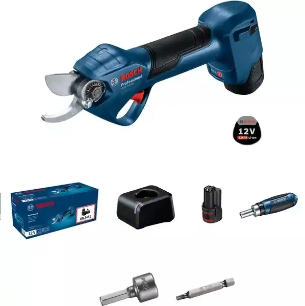 Bosch Bleu 06008D8100 GGP 12V-25 Accu set de sécateurs 2x 3.0 Ah et chargeur rapide en boîte