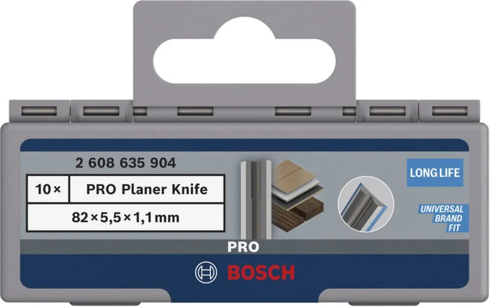 Bosch Bleu Accessoires 2608635904 PRO Lame de rabotage en carbure, 82 x 5,5 x 1,1 mm, 10 pièces