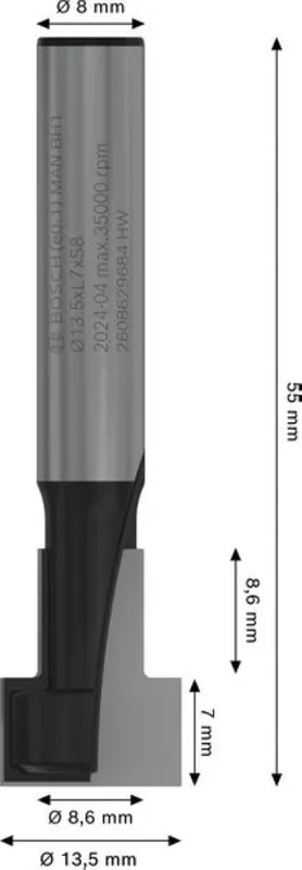 Bosch Bleu Accessoires 2608629684 PRO Coupe-trou 8 mm, D1 13,5 mm, D2 8,6 mm