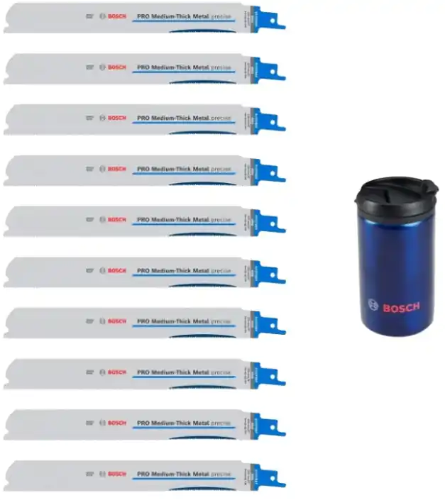 Bosch Bleu Accessoires 0615997675 Jeu de lames de scie à guichet 10 pièces avec mug Isotherm