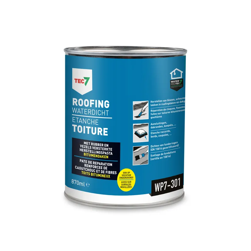 TEC7 602206000 WP7-301 Pâte de réparation étanche pour toiture, étain 870ml