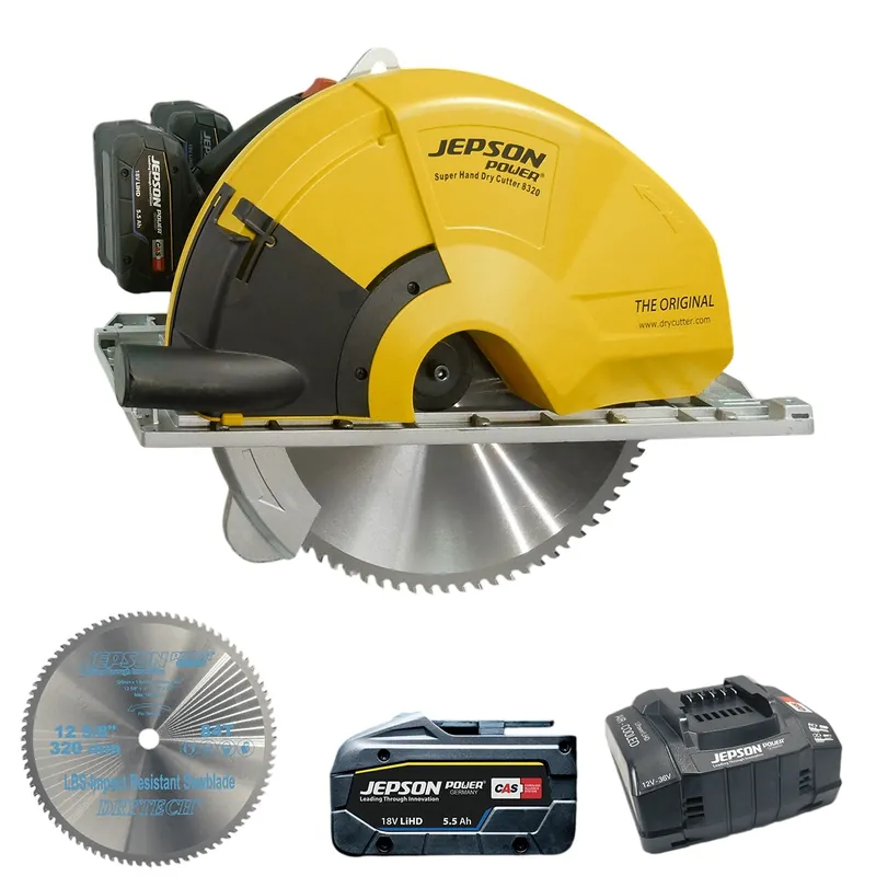 Jepson 608270E Super Hand Dry Cutter 8320E Scie circulaire Accu-metal 2x 18V LiHD 5.5Ah et chargeur rapide
