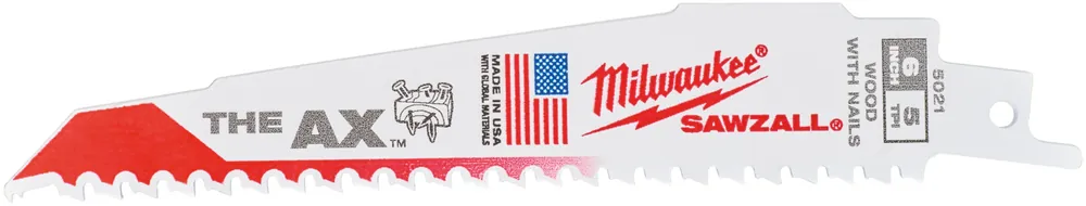 Milwaukee Accessoires 48475021 Sawzall The AX Lame de scie à guichet bois 150mm 5-Tpi 5ST