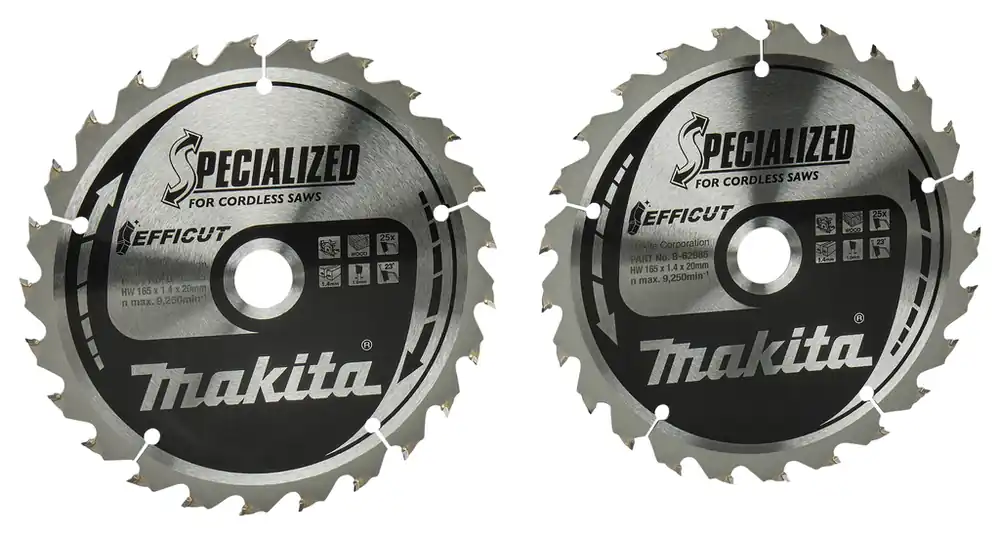Makita Accessoires B-62985-2 Efficut HM Lames de scie circulaire 165x20x1.4 25T 2ST