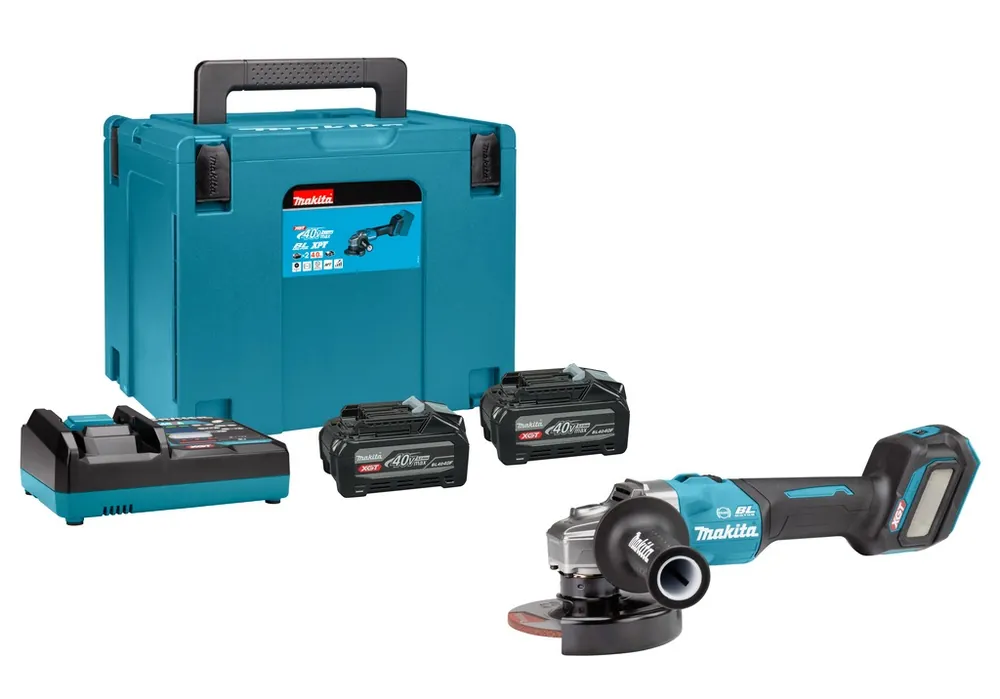 Makita GA023GU201 Meuleuse d‘angle XGT 40V Max 125mm avec interrupteur de verrouillage 2x 4.0Ah et chargeur rapide dans Mbox