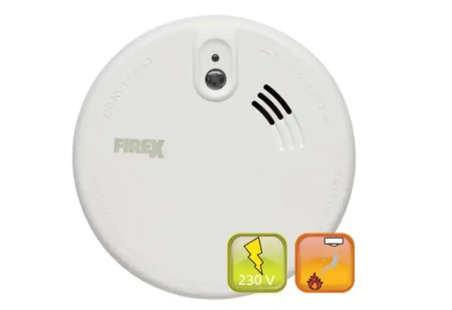 Firex 809-152042 Détecteur de fumée Firex optique 230V avec batterie rechargeable au lithium