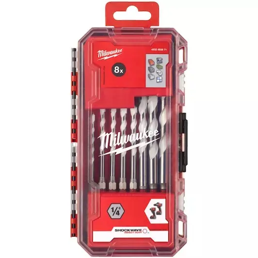 Milwaukee Accessoires 4932493871 Jeu de mèches multi-matériaux SHOCKWAVE 8 pièces