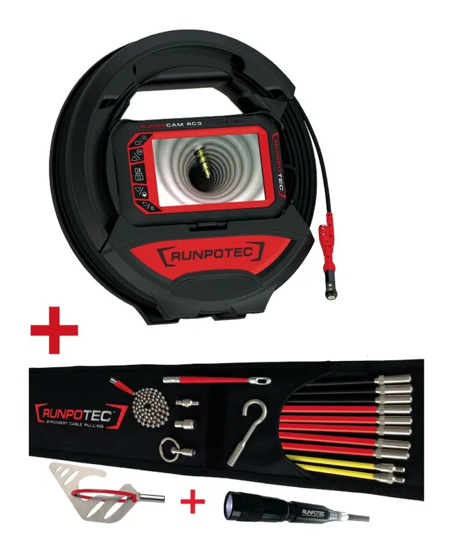 Runpotec 11149 KIT ACTION caméra d‘inspection RC3 15m + bâtons Runpost - Pack Confort