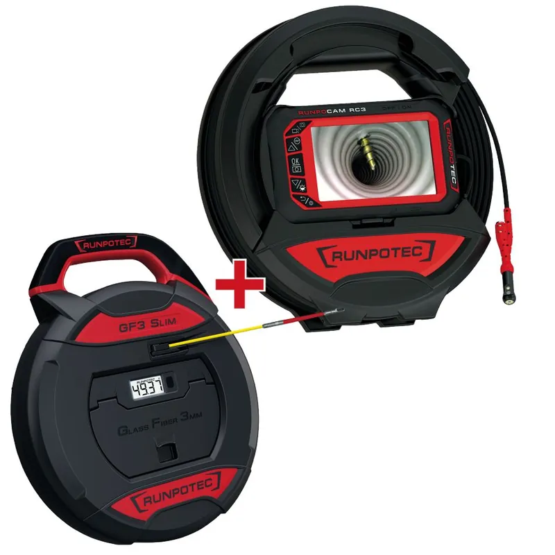Runpotec 11150 Caméra d‘inspection RC3 15m + GF3 avec jauge de longueur 30m