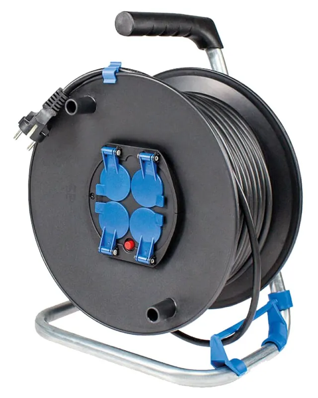 Schwabe 10212 Enrouleur de câble 230V/16A IP20 avec capuchons de protection Caoutchouc H05RR-F 3G1.5 50m