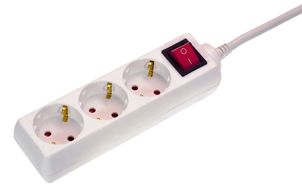 Schwabe 11361 Prise avec interrupteur 3x terre de protection câble blanc 1,4m