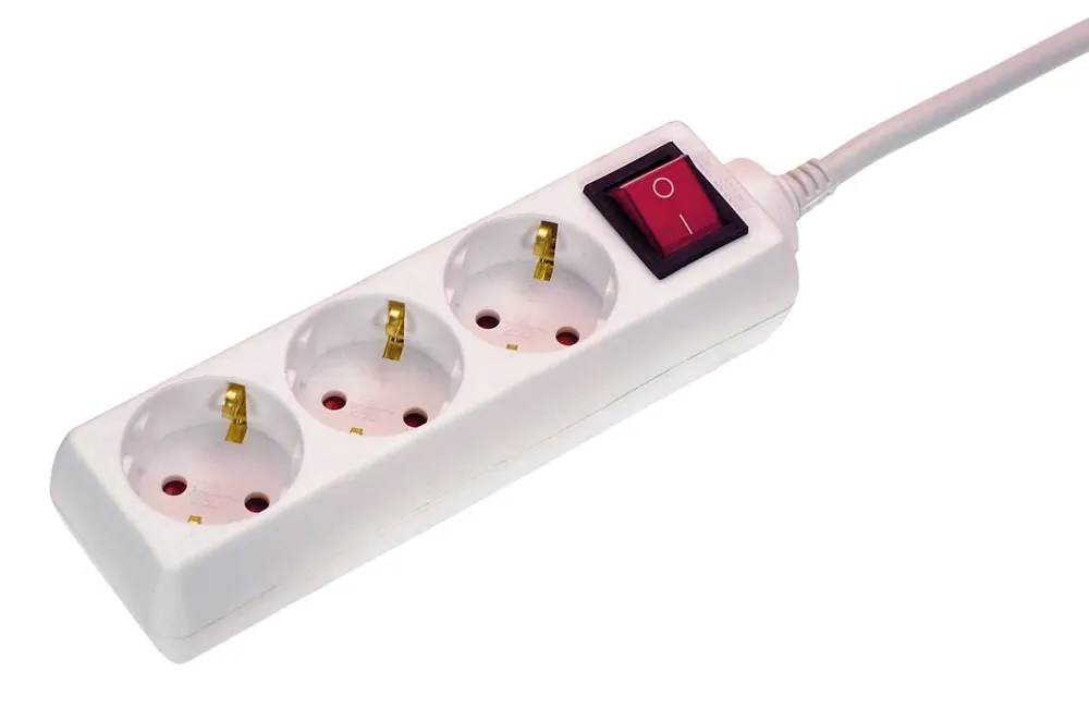 Schwabe 11371 Prise avec interrupteur 3x terre de protection câble blanc 5m