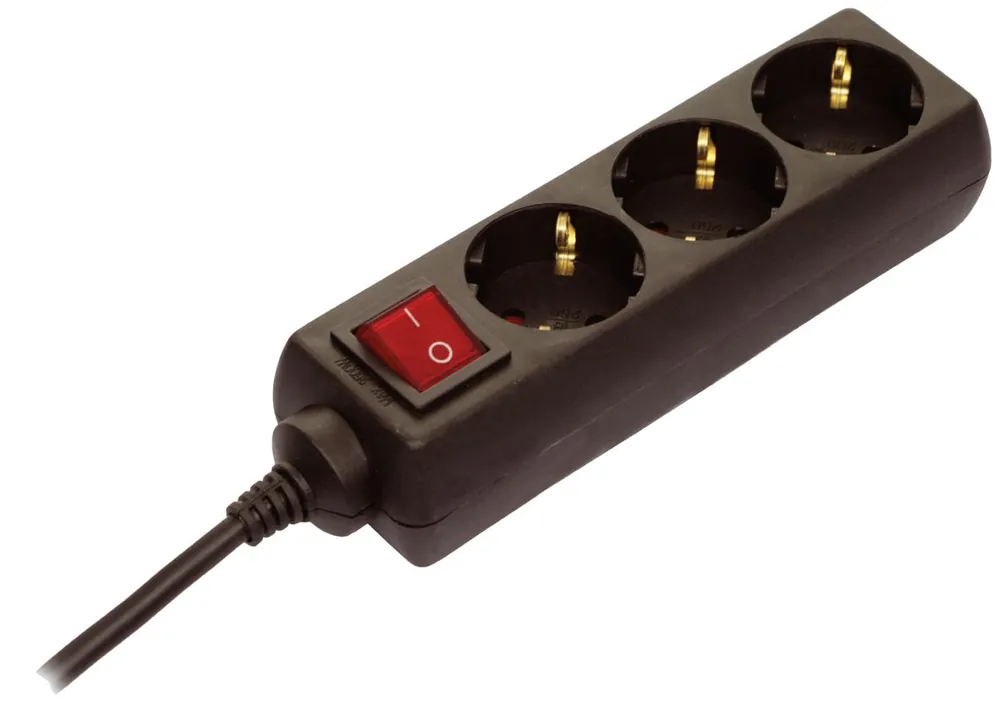 Schwabe 11372 Prise avec interrupteur 3x terre de protection câble noir 5m