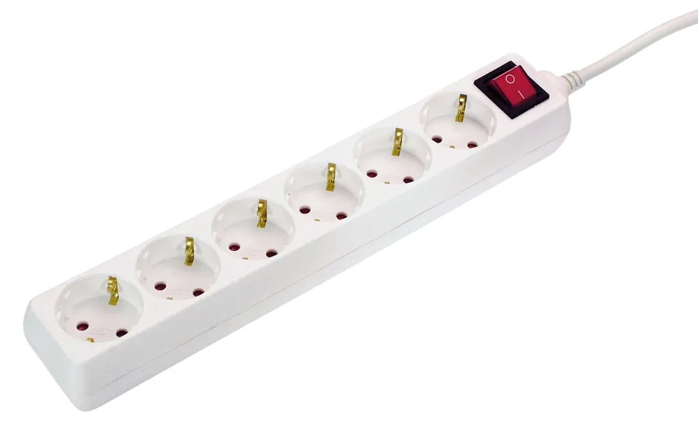 Schwabe 11671 Prise avec interrupteur 6x terre de protection câble blanc 5m