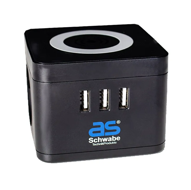 Schwabe 18220 Tour de branchement 2 x terre de protection 3 x USB avec chargeur à induction Câble de 1,5 m