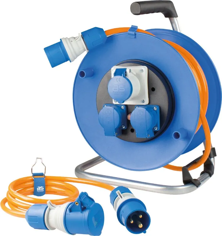 Schwabe 19704 Camping Set Enrouleur de câble CEE Powerlight 25m + Rallonge H07BQ-F 3G2,5 1,5m
