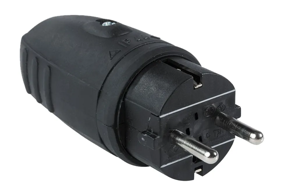 Schwabe 60410 Bouchon en caoutchouc 230V/16A IP44 Noir jusqu‘à 2,5 mm².