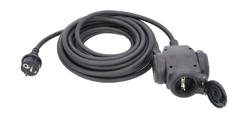 Schwabe 60456 Câble d‘extension H07RN-F 3G1,5 10m avec bloc de distribution 230V/16A IP44 3-gang