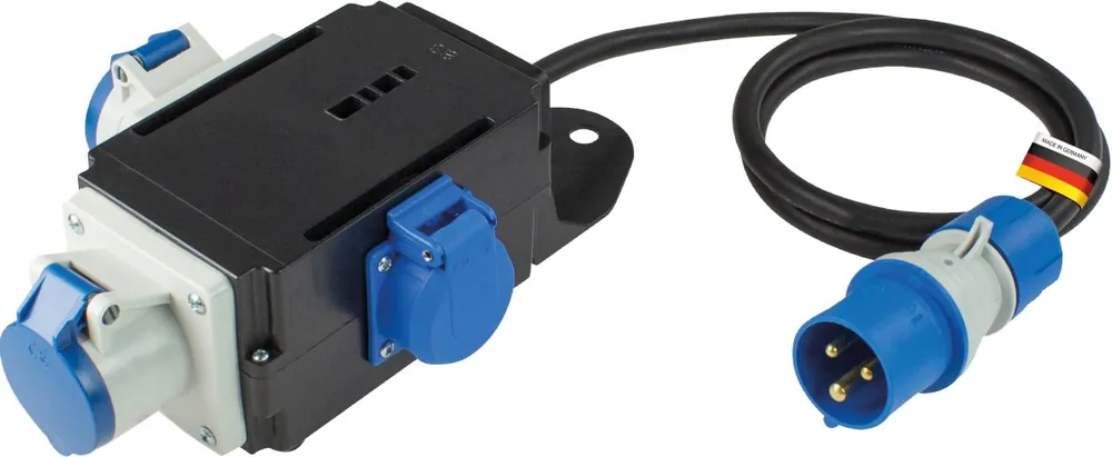 Schwabe 60496 Camping CEE MIXO Distributeur de courant 230V/16A IP44 3 pôles EMS avec câble H07RN-F3G2.5 1.5m