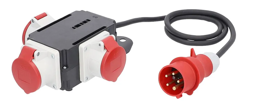 Schwabe 60526 CEE MIXO Adaptateur 400V/16A IP44 5 pôles NECKAR avec câble H07RN-F 5G1.5 1.5m