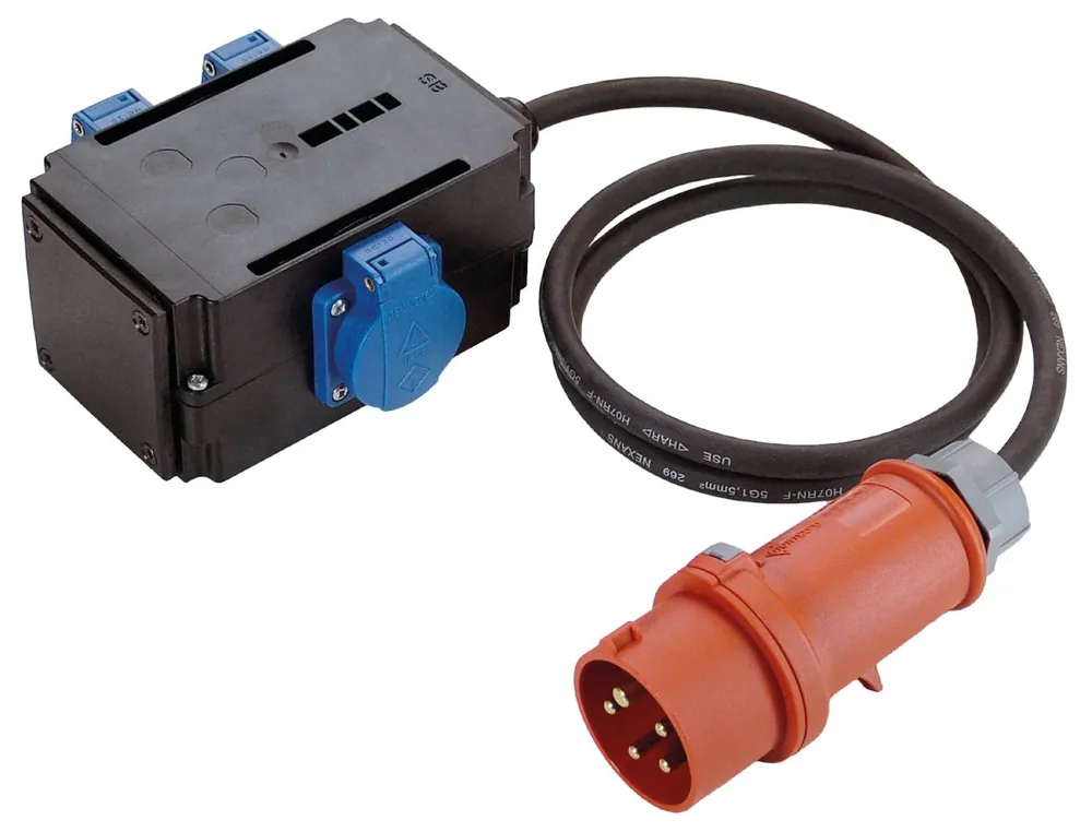 Schwabe 60527 CEE MIXO Adaptateur 400V/16A IP44 5 pôles NAGOLD avec câble H07RN-F 5G1.5 1.5m