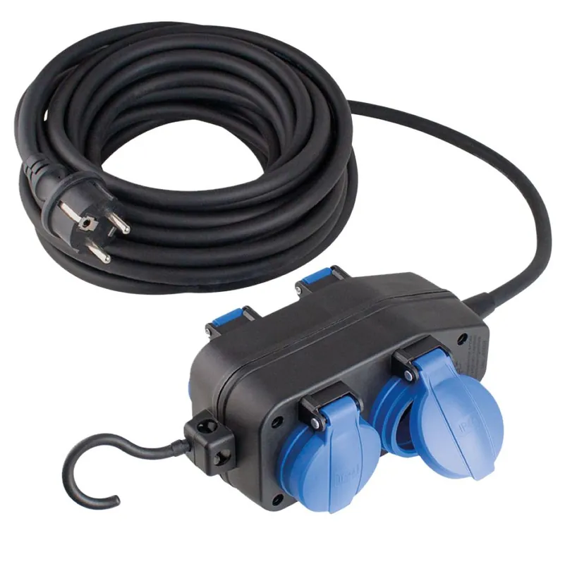 Schwabe 60671 Rallonge H07RN-F 3G1,5 10m avec bloc d‘alimentation 230V/16A IP44 4-gang