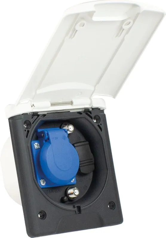 Schwabe 62473 Prise encastrée pour camping 230V/16A IP44 Blanc