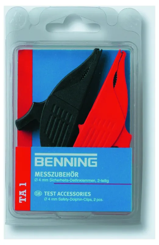 Benning 044124 TA 1 Pinces crocodiles 4mm CAT III, 1000V, 2 pièces