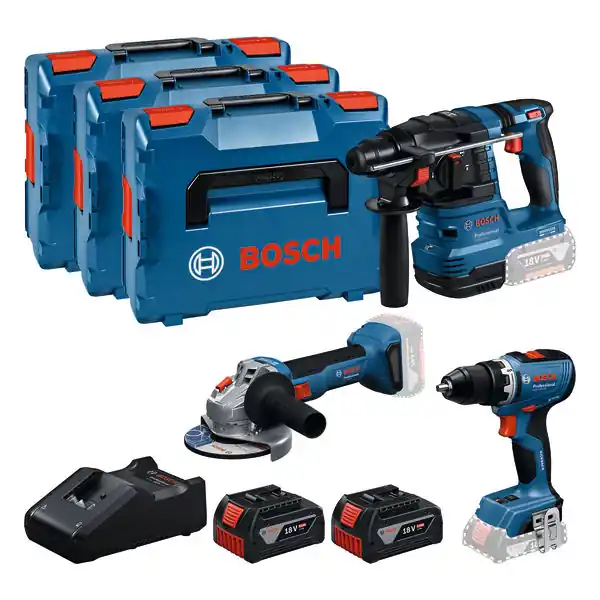 Bosch Bleu 0615A5009G Toolkit 3 machines GSR 18V-65 + GBH 18V-22 + GWS 18V-818V 2x 18V 5.0Ah et chargeur en L-BOXX