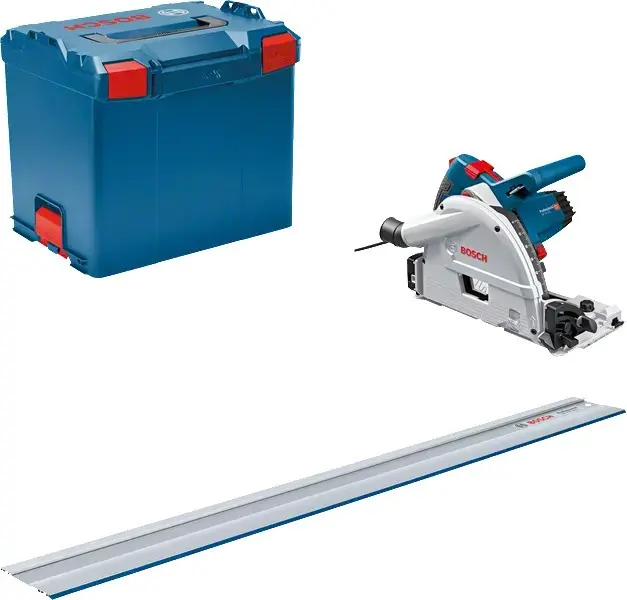 Bosch Bleu 0615990M9D Scie circulaire GKT 55 GCE en L-Boxx + rail de guidage 1400 mm