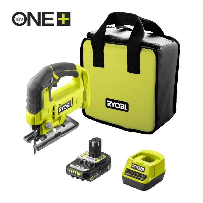 Ryobi 5133006819 Accu Jigsaw ONE+ 18V 2.0 Ah et chargeur dans une mallette de transport