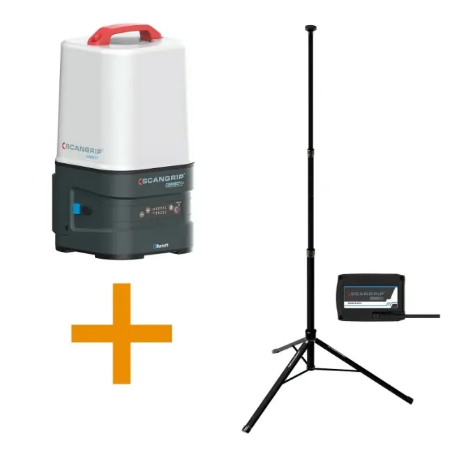 Scangrip 49.0534 Ensemble de projecteurs Area 10 Connect avec câble d‘alimentation et support