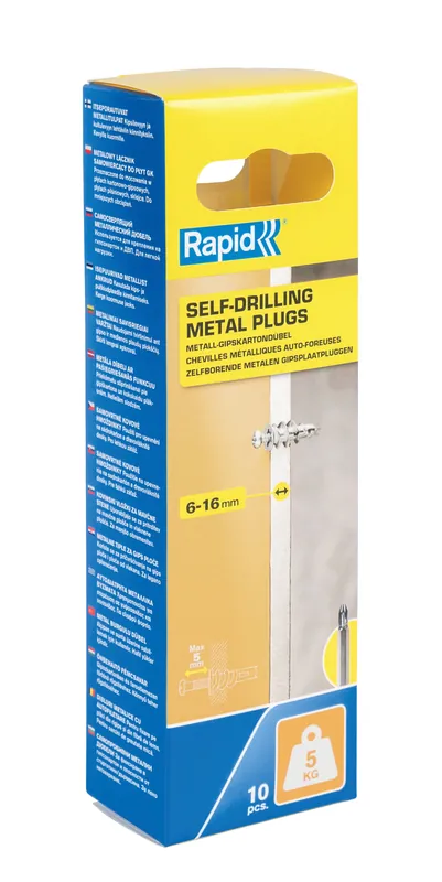 Rapid 5001558 Cheville pour plaques de plâtre pour une épaisseur de plaque de 6 à 16 mm, poids de charge de 5 kg