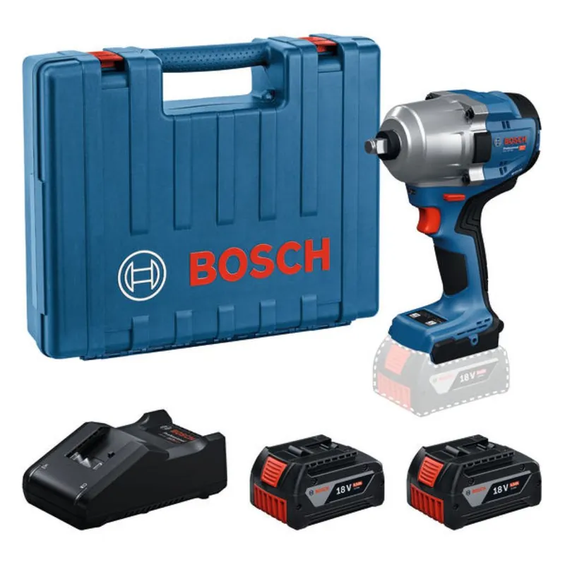 Bosch Bleu 06019P4021 GDS 18V-780 Clé à chocs sans fil 2x GBA 18V 5.0 Ah et chargeur GAL 18V-40 en mallette