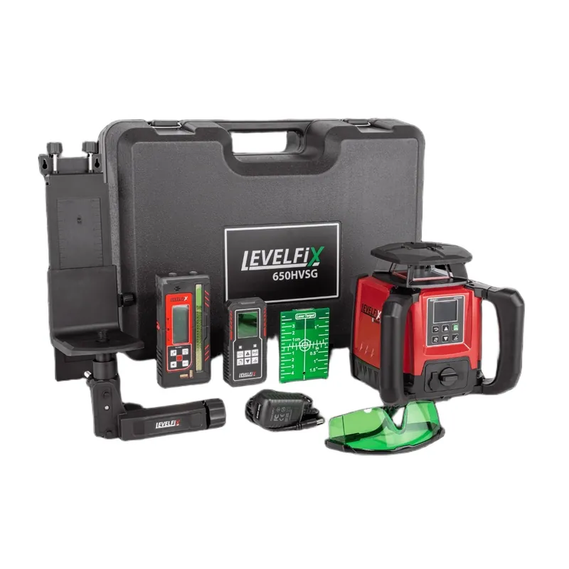 Levelfix 554652 650HVSG Laser de chantier horizontal/vertical vert avec trépied 2.7m et bâton de mesure