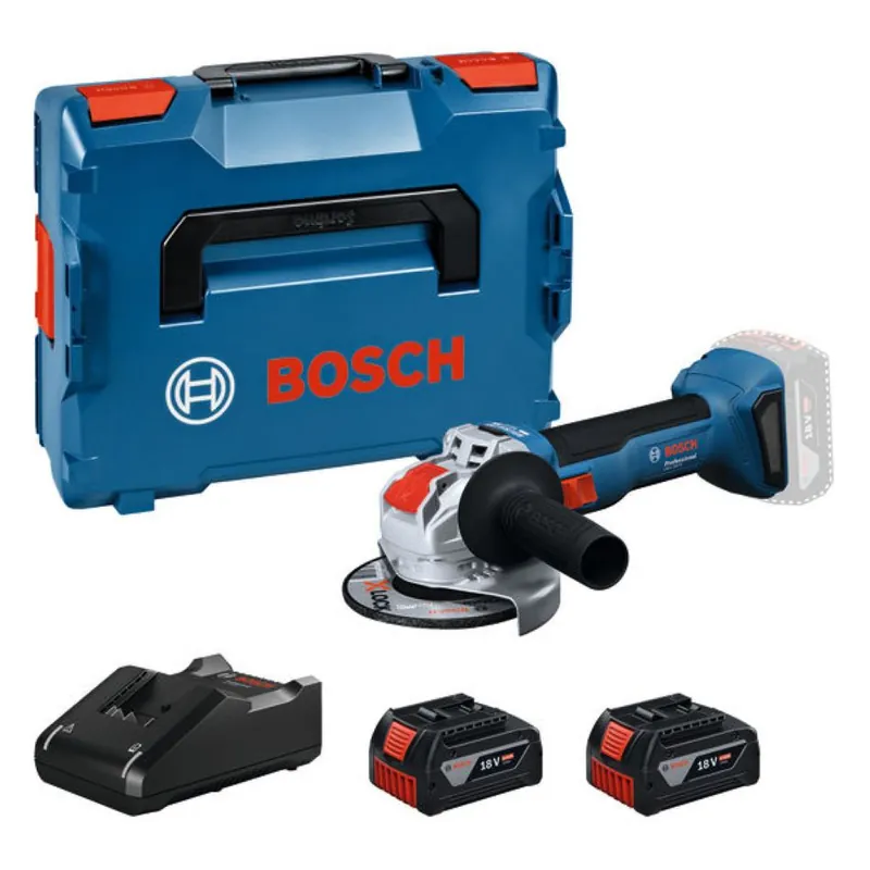Bosch Bleu 06019N9102 GWX 18V-8 Accu meuleuse d‘angle 2x 18V 4.0 Ah et chargeur GAL 18V-40 en L-Boxx